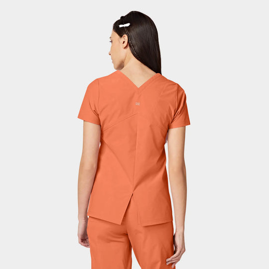 Parkley Scrubs Women's Cressy ABC Two Pocket V-Neck Scrub Top Tangerine | scrub-supply.com