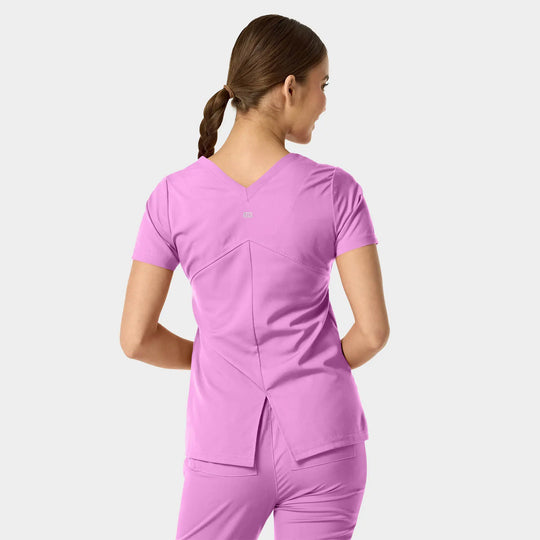 Parkley Scrubs Women's Astrid Kinetic Two Pocket V-Neck Scrub Top Pink Purple | scrub-supply.com