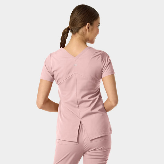 Parkley Scrubs Women's Astrid Kinetic Two Pocket V-Neck Scrub Top Rose | scrub-supply.com