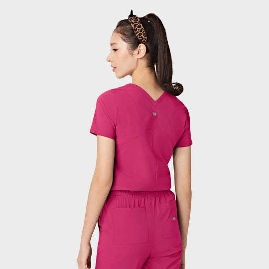 Parkley Scrubs Women's Valencia ABC Tuck Band V-Neck Scrub Top Hot Pink | scrub-supply.com