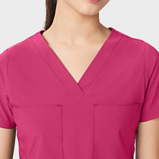 Parkley Scrubs Women's Valencia ABC Tuck Band V-Neck Scrub Top Hot Pink | scrub-supply.com