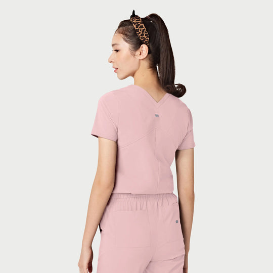 Parkley Scrubs Women's Valencia ABC Tuck Band V-Neck Scrub Top Light Pink | scrub-supply.com