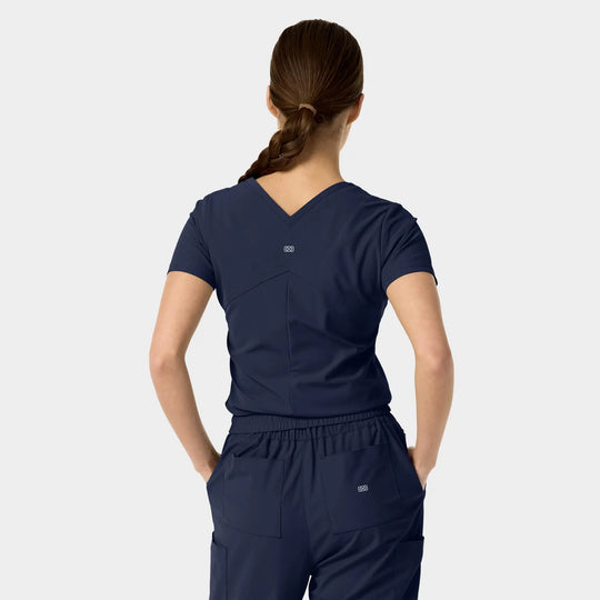 Parkley Scrubs Women's Celine Kinetic Tuck Band V-Neck Scrub Top Navy | scrub-supply.com
