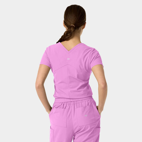 Parkley Scrubs Women's Celine Kinetic Tuck Band V-Neck Scrub Top Pink Purple | scrub-supply.com