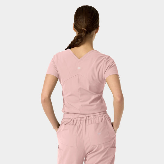 Parkley Scrubs Women's Celine Kinetic Tuck Band V-Neck Scrub Top Rose | scrub-supply.com