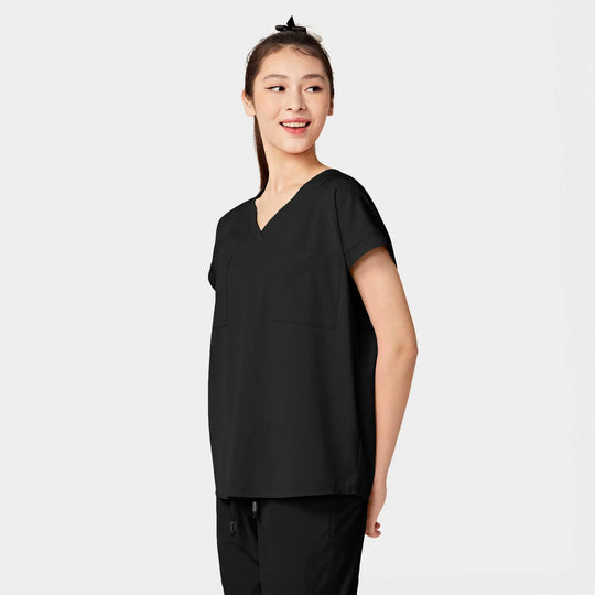 Parkley Scrubs Women's Remy ABC Dolman Scrub Top Black | scrub-supply.com
