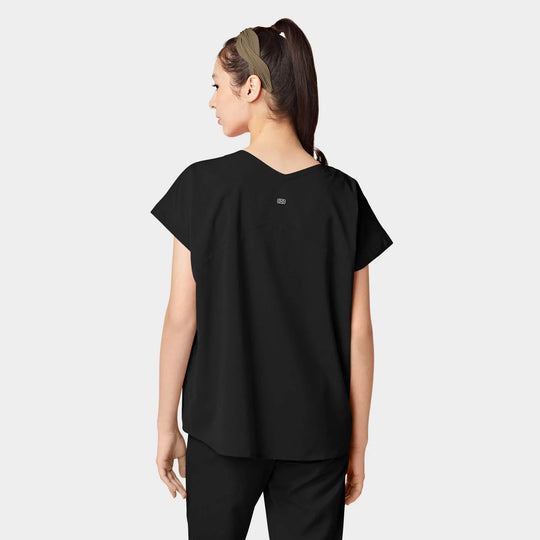 Parkley Scrubs Women's Remy ABC Dolman Scrub Top Black | scrub-supply.com