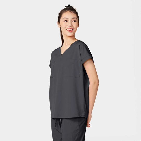Parkley Scrubs Women's Remy ABC Dolman Scrub Top Charcoal | scrub-supply.com