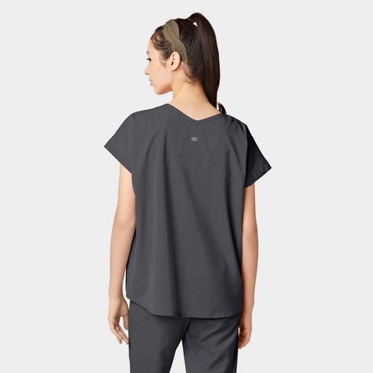 Parkley Scrubs Women's Remy ABC Dolman Scrub Top Charcoal | scrub-supply.com
