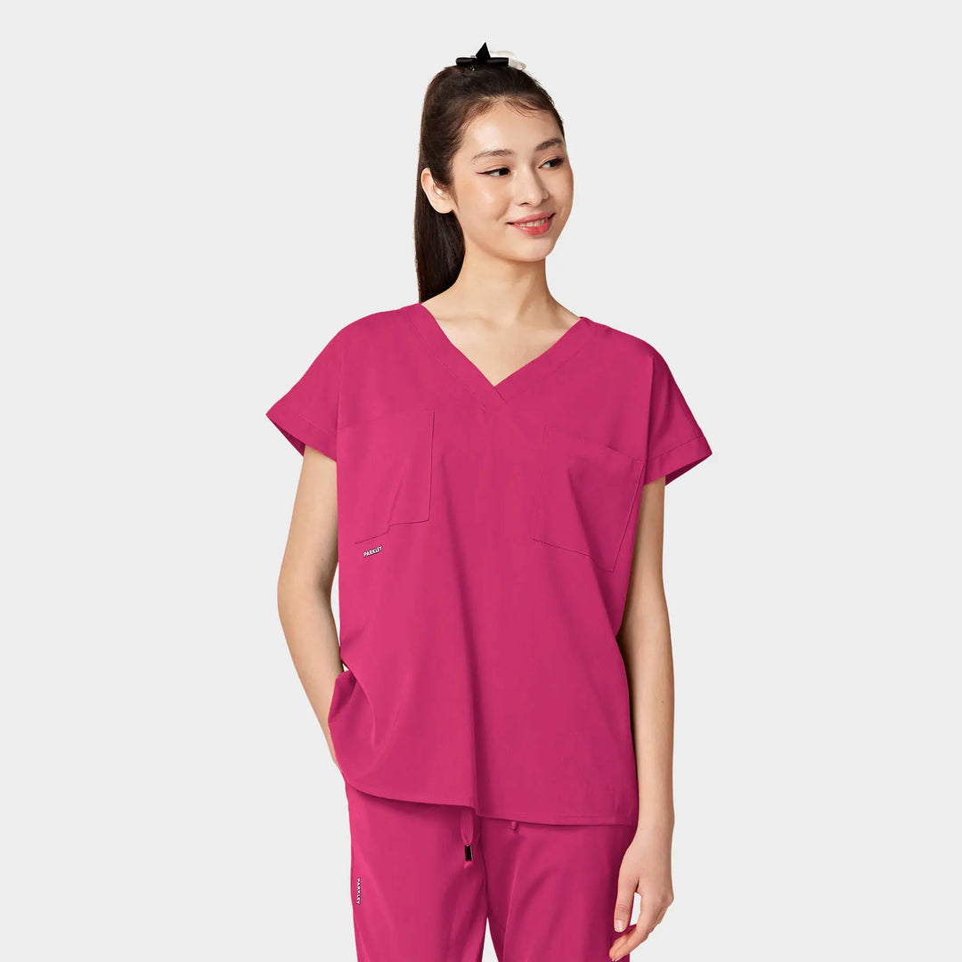 Parkley Scrubs Women's Remy ABC Dolman Scrub Top Hot Pink | scrub-supply.com