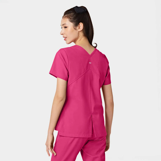 Parkley Scrubs Women's Tess ABC Two-Pocket Mandarin Scrub Top Hot Pink | scrub-supply.com