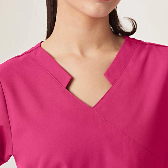 Parkley Scrubs Women's Tess ABC Two-Pocket Mandarin Scrub Top Hot Pink | scrub-supply.com