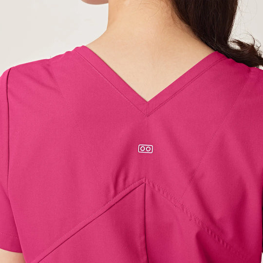 Parkley Scrubs Women's Tess ABC Two-Pocket Mandarin Scrub Top Hot Pink | scrub-supply.com