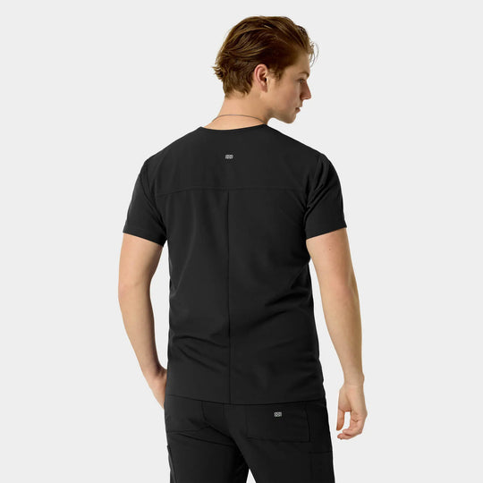 Parkley Scrubs Men's Santiago ABC Chest Pocket Basic Scrub Top Black | scrub-supply.com