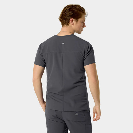 Parkley Scrubs Men's Santiago ABC Chest Pocket Basic Scrub Top Charcoal | scrub-supply.com