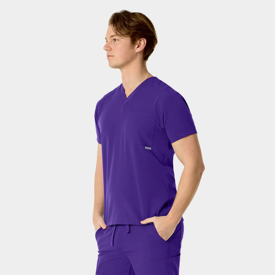 Parkley Scrubs Men's Santiago ABC Chest Pocket Basic Scrub Top Dark Purple | scrub-supply.com