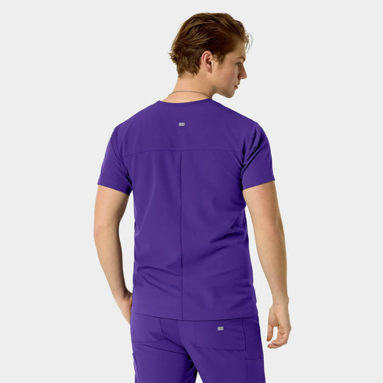 Parkley Scrubs Men's Santiago ABC Chest Pocket Basic Scrub Top Dark Purple | scrub-supply.com