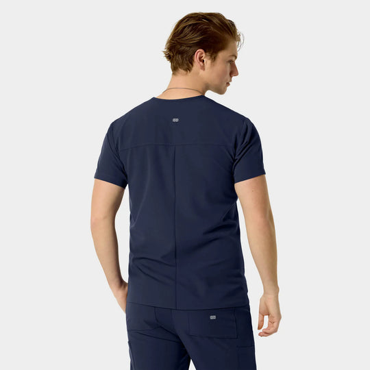 Parkley Scrubs Men's Santiago ABC Chest Pocket Basic Scrub Top Navy | scrub-supply.com