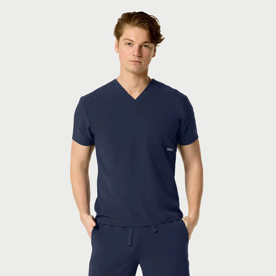 Parkley Scrubs Men's Santiago ABC Chest Pocket Basic Scrub Top Navy | scrub-supply.com