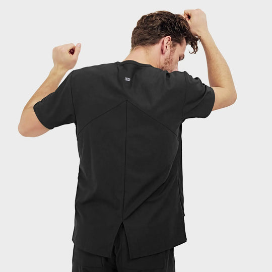 Parkley Scrubs Men's Atlas Kinetic 3-Pocket V-Neck Scrub Top Black | scrub-supply.com