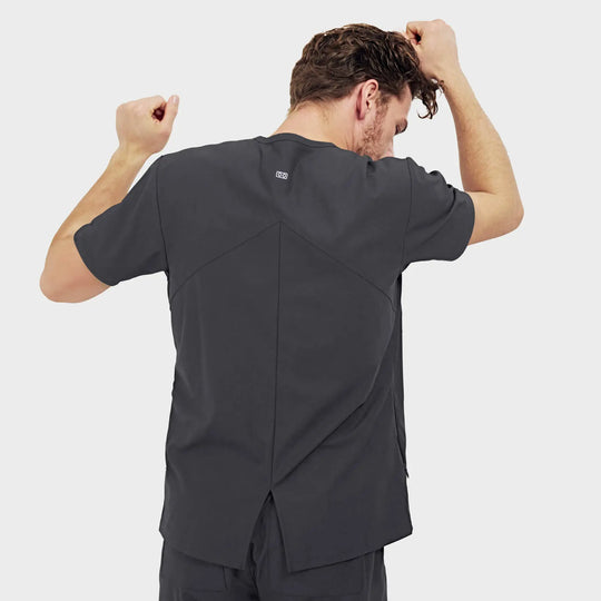 Parkley Scrubs Men's Atlas Kinetic 3-Pocket V-Neck Scrub Top Charcoal | scrub-supply.com