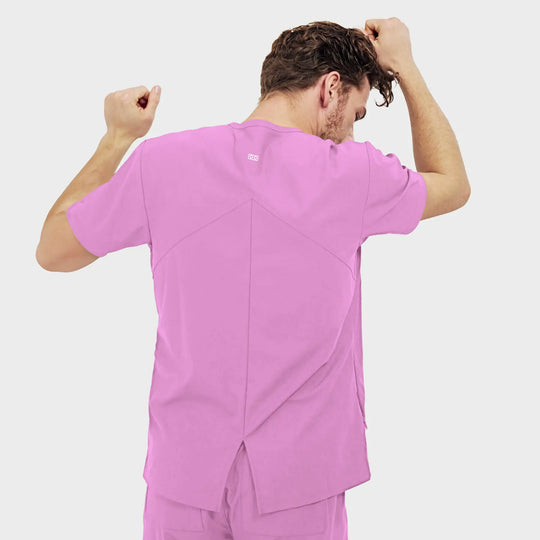Parkley Scrubs Men's Atlas Kinetic 3-Pocket V-Neck Scrub Top Pink Purple | scrub-supply.com