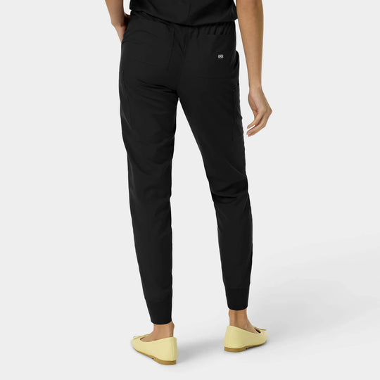 Parkley Scrubs Women's Yuna ABC Cargo Jogger Scrub Pant Black | scrub-supply.com