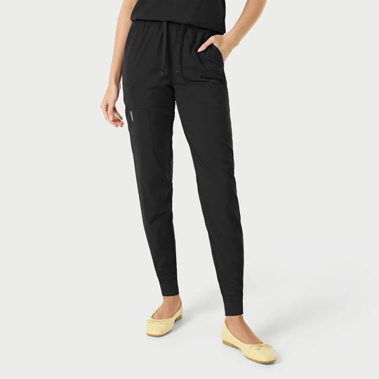 Parkley Scrubs Women's Yuna ABC Cargo Jogger Scrub Pant Black | scrub-supply.com