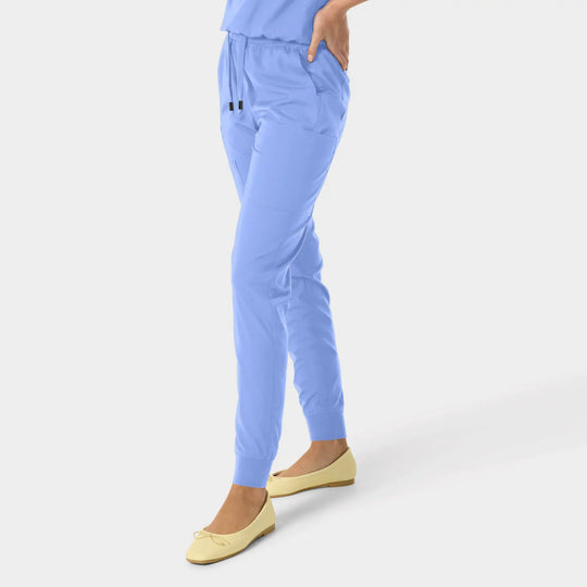 Parkley Scrubs Women's Yuna ABC Cargo Jogger Scrub Pant Ceil Blue | scrub-supply.com