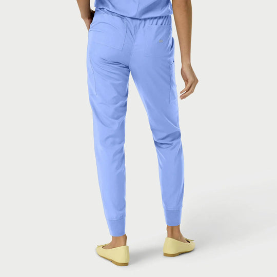 Parkley Scrubs Women's Yuna ABC Cargo Jogger Scrub Pant Ceil Blue | scrub-supply.com