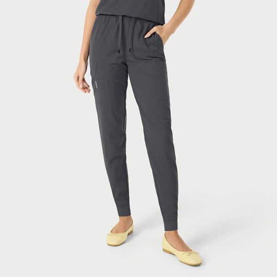 Parkley Scrubs Women's Yuna ABC Cargo Jogger Scrub Pant Charcoal | scrub-supply.com