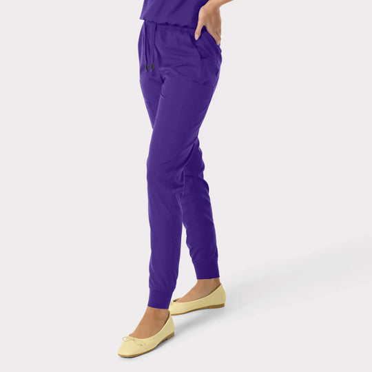 Parkley Scrubs Women's Yuna ABC Cargo Jogger Scrub Pant Dark Purple | scrub-supply.com