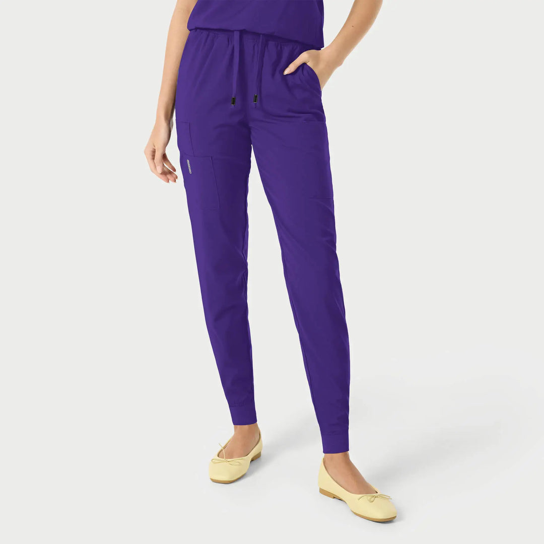 Parkley Scrubs Women's Yuna ABC Cargo Jogger Scrub Pant Dark Purple | scrub-supply.com