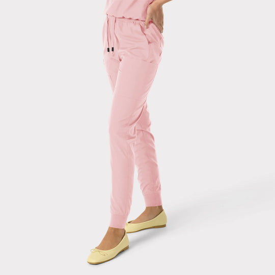 Parkley Scrubs Women's Yuna ABC Cargo Jogger Scrub Pant Light Pink | scrub-supply.com