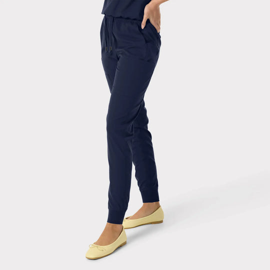 Parkley Scrubs Women's Yuna ABC Cargo Jogger Scrub Pant Navy | scrub-supply.com