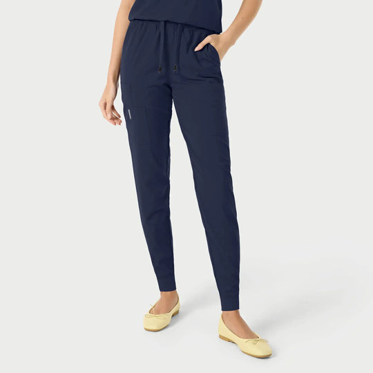 Parkley Scrubs Women's Yuna ABC Cargo Jogger Scrub Pant Navy | scrub-supply.com