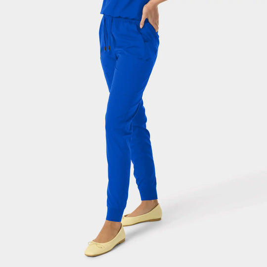 Parkley Scrubs Women's Yuna ABC Cargo Jogger Scrub Pant Royal Blue | scrub-supply.com
