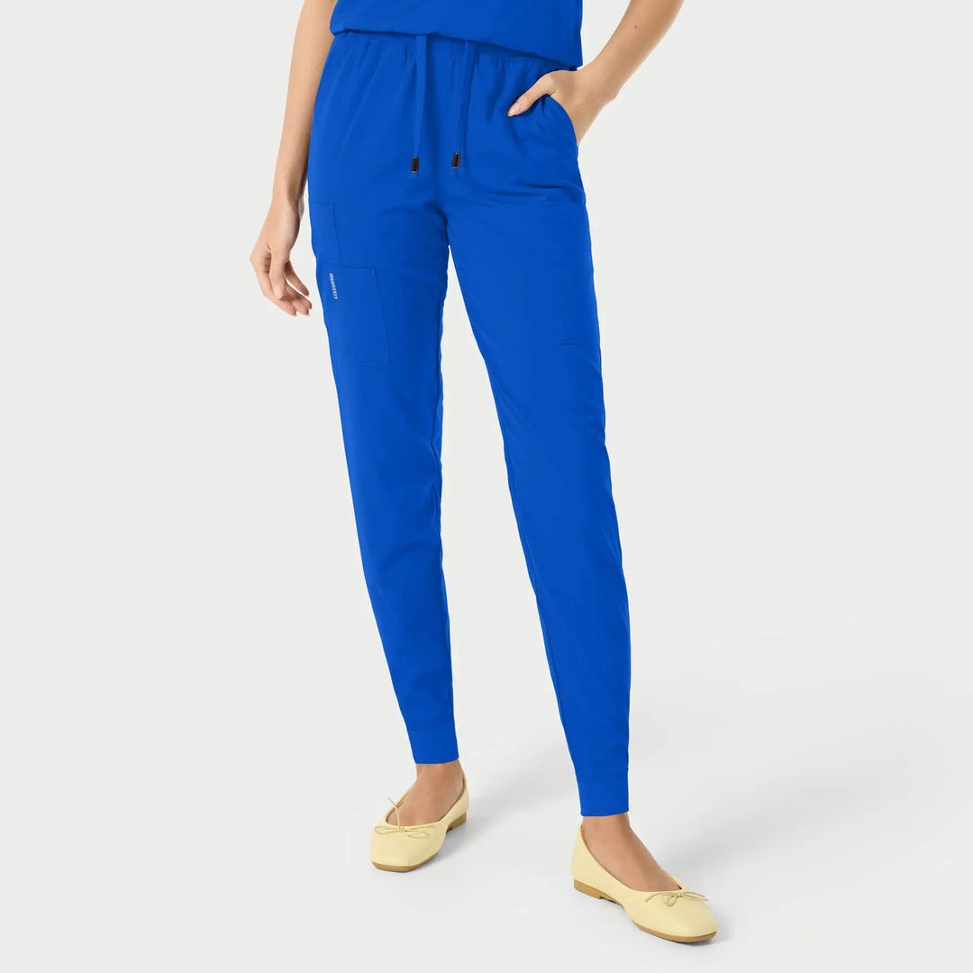 Parkley Scrubs Women's Yuna ABC Cargo Jogger Scrub Pant Royal Blue | scrub-supply.com