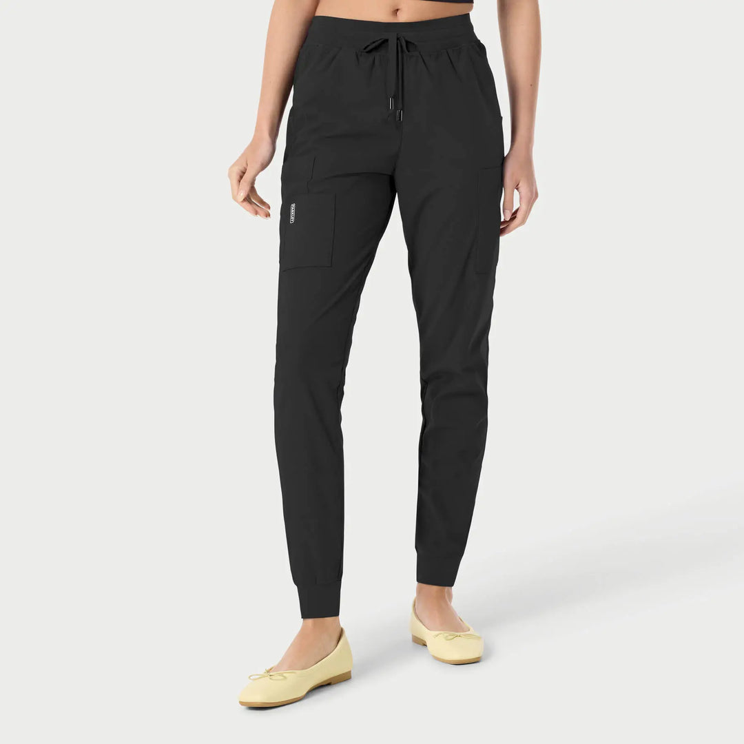 Parkley Scrubs Women's Calypso Kinetic Cargo Jogger Scrub Pant Black | scrub-supply.com