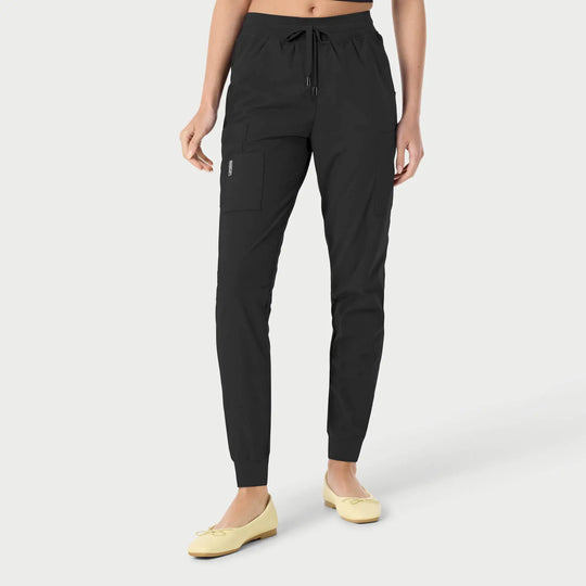 Parkley Scrubs Women's Calypso Kinetic Cargo Jogger Scrub Pant Black | scrub-supply.com