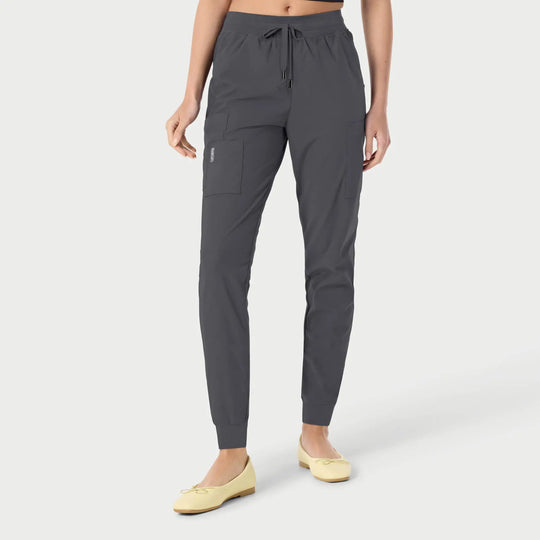 Parkley Scrubs Women's Calypso Kinetic Cargo Jogger Scrub Pant Charcoal | scrub-supply.com