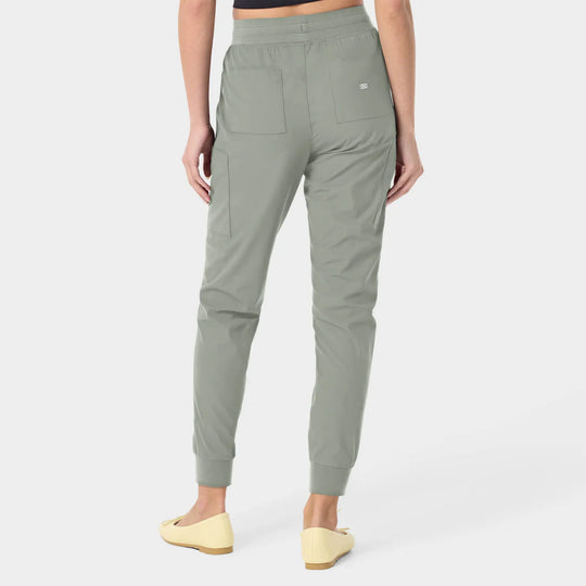 Parkley Scrubs Women's Calypso Kinetic Cargo Jogger Scrub Pant Camp Green | scrub-supply.com