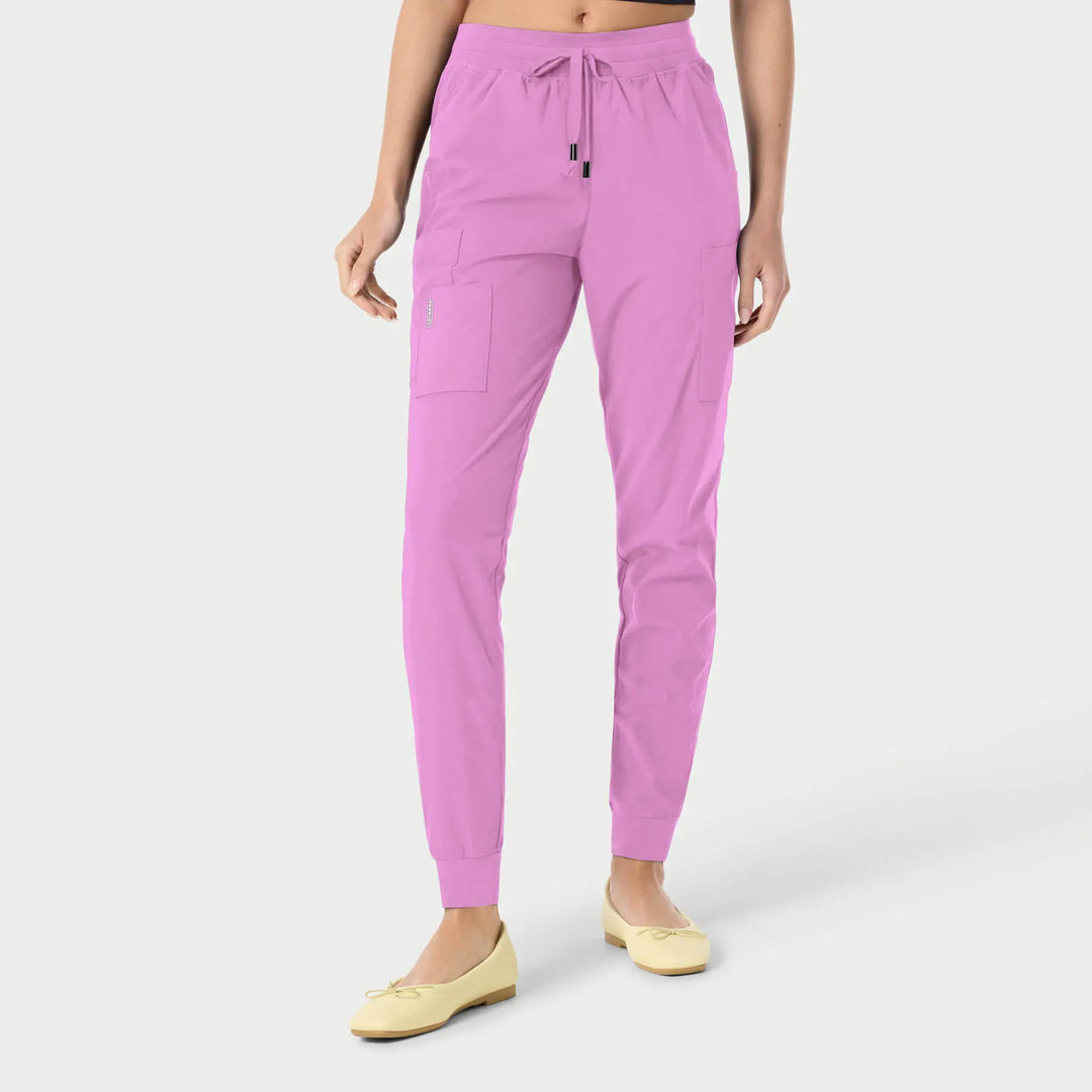 Parkley Scrubs Women's Calypso Kinetic Cargo Jogger Scrub Pant Pink Purple | scrub-supply.com