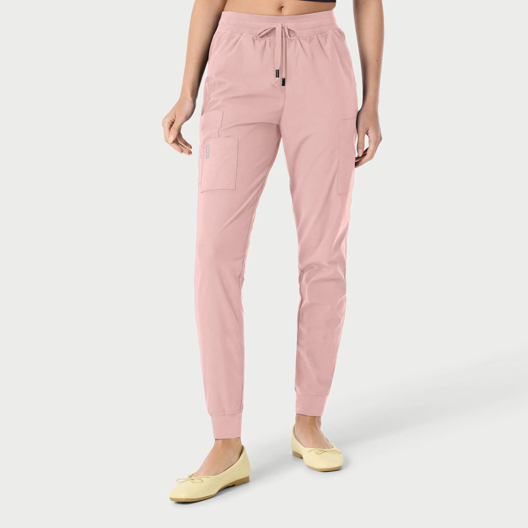 Parkley Scrubs Women's Calypso Kinetic Cargo Jogger Scrub Pant Rose | scrub-supply.com