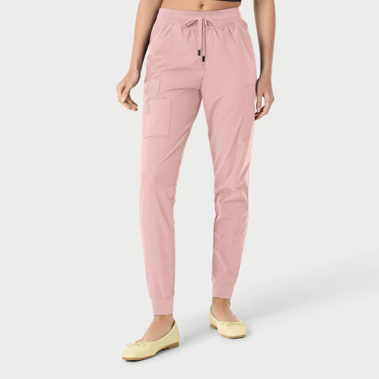 Parkley Scrubs Women's Calypso Kinetic Cargo Jogger Scrub Pant Rose | scrub-supply.com
