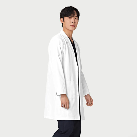 Parkley Scrubs Men's Long Lab Coat White | scrub-supply.com