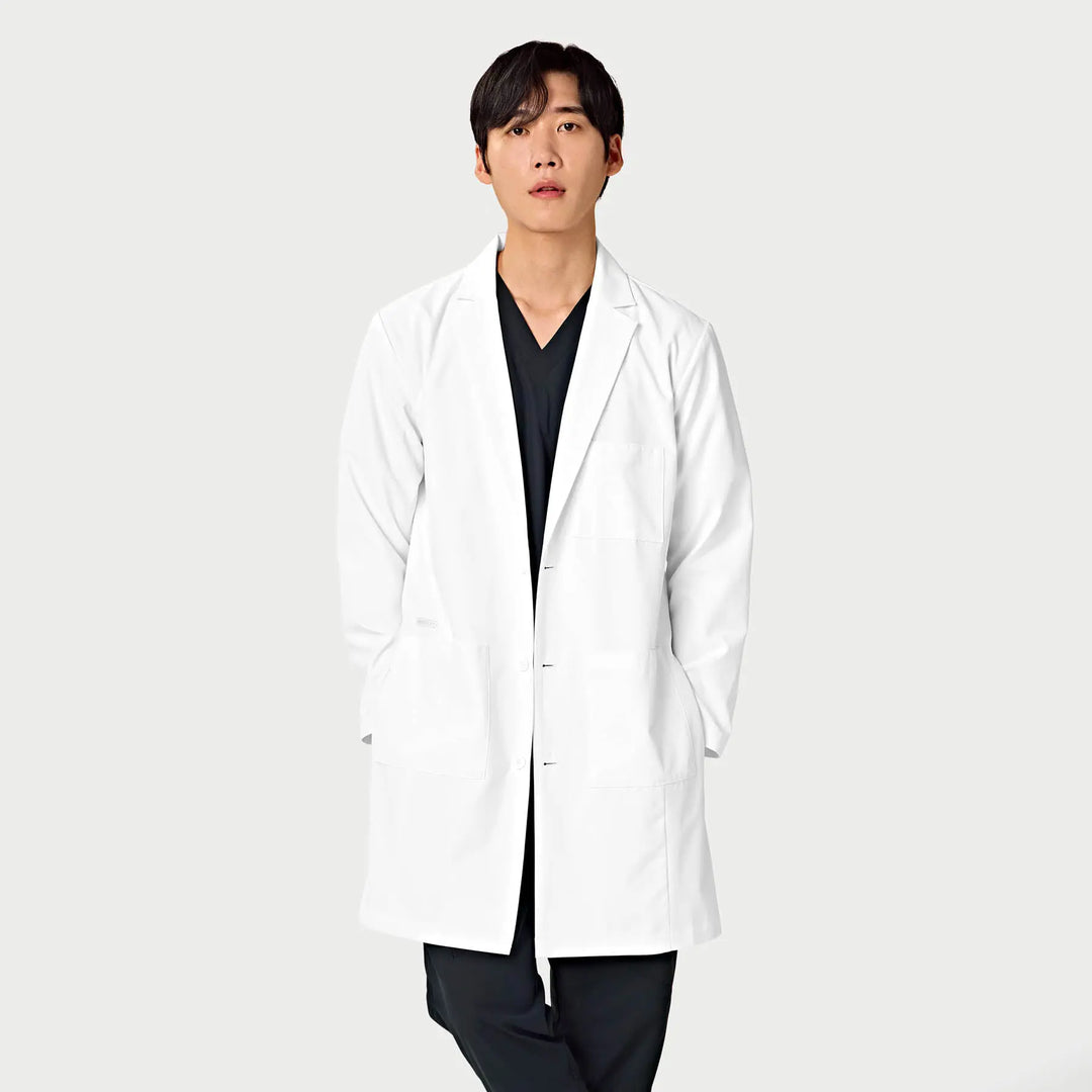 Parkley Scrubs Men's Long Lab Coat White | scrub-supply.com