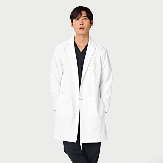 Parkley Scrubs Men's Long Lab Coat White | scrub-supply.com