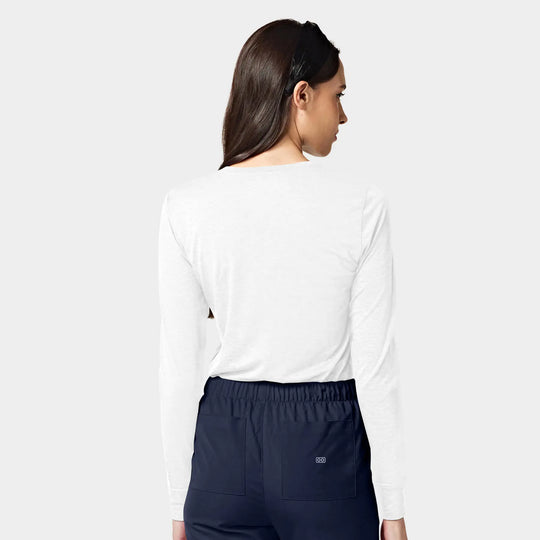 Parkley Scrubs Women's Crew Neck Long Sleeve Tee White | scrub-supply.com