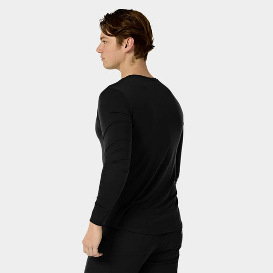 Parkley Scrubs Men's Crew Neck Long Sleeve Tee Black | scrub-supply.com